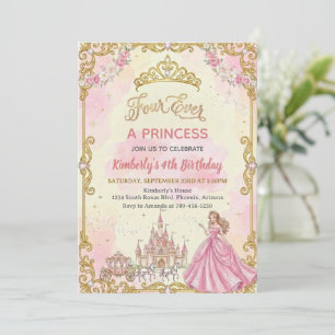 Convites Fada Para Sempre Uma Princesa Rosa Menina 4º Festa