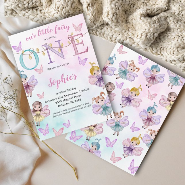 Convites Fada Primeira Aquicultura Whimscolor Aniversário (Criador carregado)