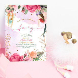 Convites Fada Primeira Festa de aniversário Menina