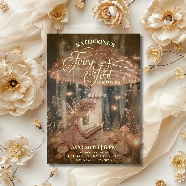 Convites Fada Primeira Floresta de Aniversário Cogão (Criador carregado)