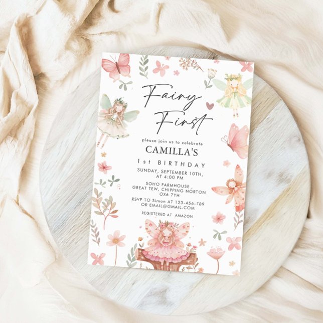 Convites Fada Primeira Rapariga, Festa de aniversário Whimi (Criador carregado)