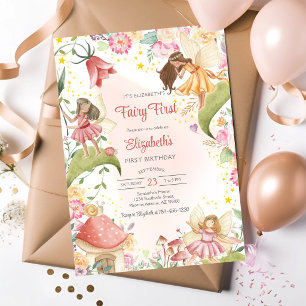 Convites Fada Primeiro Aniversário Caprichoso Floral
