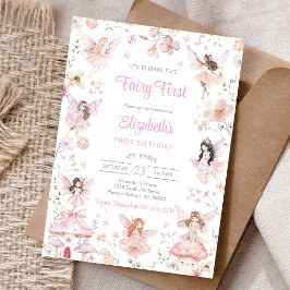 Convites Fada Primeiro Aniversário Caprichoso Floral