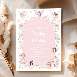 Convites Fada Primeiro Aniversário Caprichoso Floral