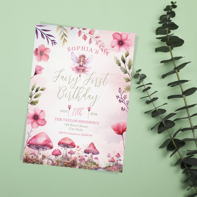 Convites Fada Primeiro Aniversário Cogão Florestal Encantad (Criador carregado)