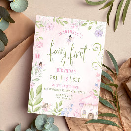 Convites Fada Primeiro Aniversário Floresta Cogumelo Aquoso