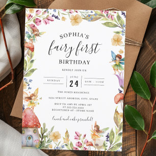 Convites Fada Primeiro primeiro aniversario de Aniversário