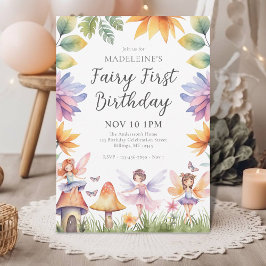 Convites Fada Primeiro primeiro aniversario de Jardim Mágic