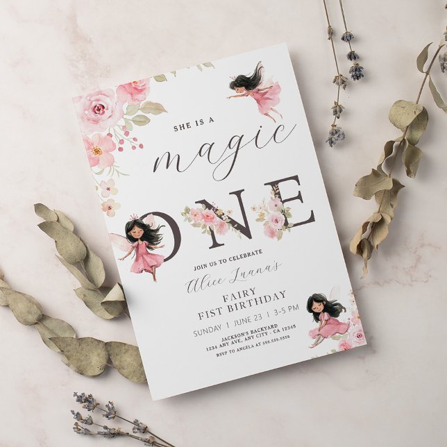 Convites Fada Primeiro Tema Festa de Aniversário de 1 ano d (Criador carregado)