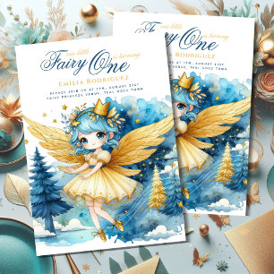 Convites Fada Princesa 1º Aniversário ou EDITAR IDADE Teal