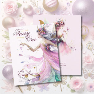 Convites Fada Princesa 1º Aniversário ou EDITAR IDADE Verde
