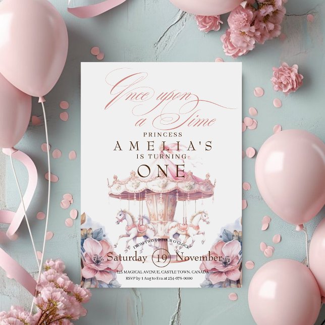 Convites Fada Princesa Flor, Festa de aniversário Rosa 1, r (Criador carregado)