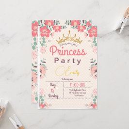 Convites Fada Princesa primeiro aniversario Floral Birthday