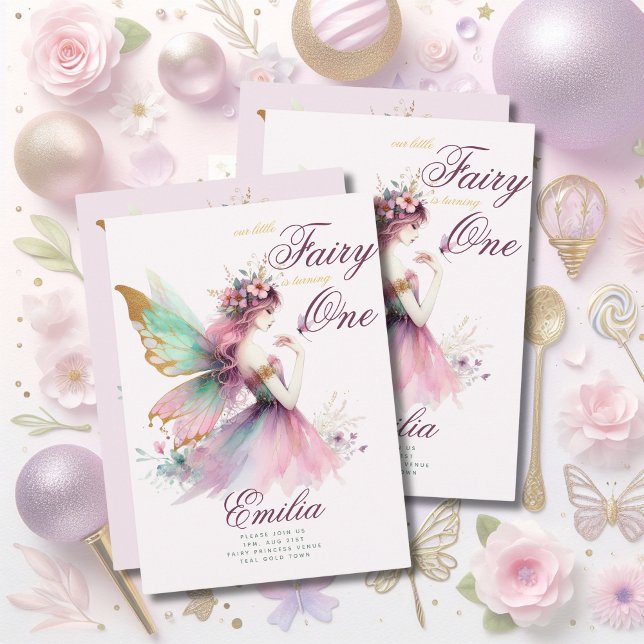 Convites Fada Princesa primeiro aniversario ou EDIT AGE Tea (Criador carregado)