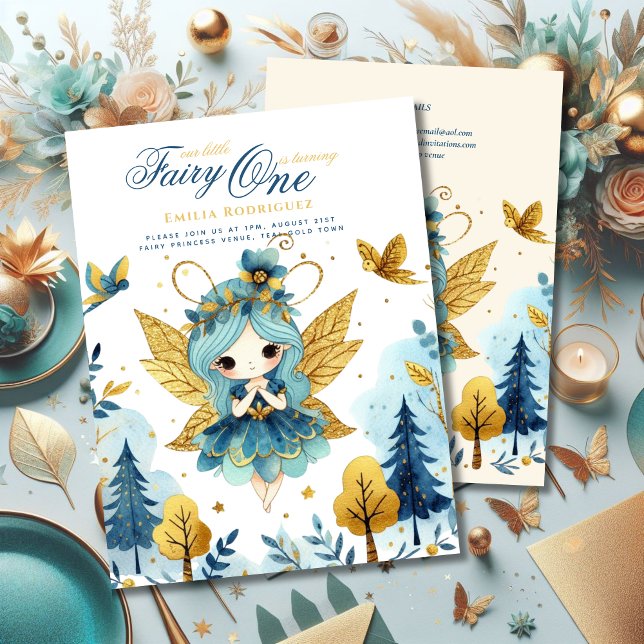 Convites Fada Princesa primeiro aniversario ou EDIT AGE Tea (Criador carregado)