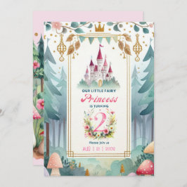 Convites Fada Princesa segundo aniversário Fairytale Fairyc