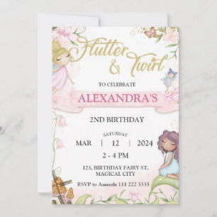 Convites Fada segundo 3º 4º 6 Aniversário da Floresta de Co