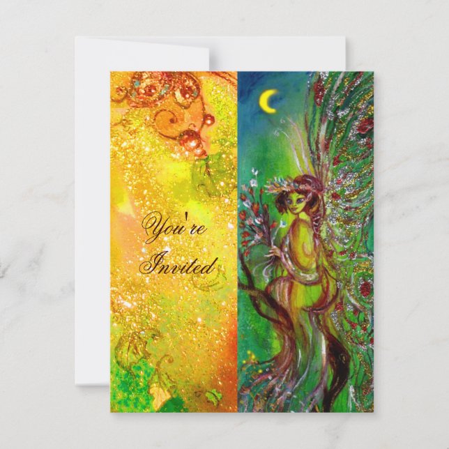 Convites FADA VERDE amarelo azul vermelho prata (Frente)