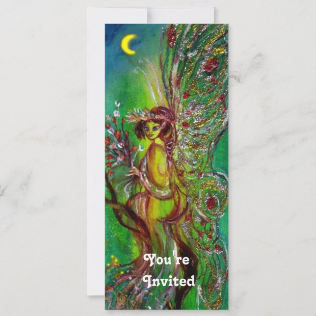 Convites FADA VERDE amarelo azul vermelho prata (Frente)