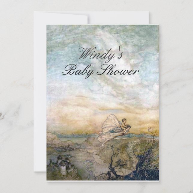 Convites Fada Voa Com Chá de fraldas Infantil (Frente)