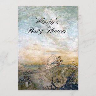 Convites Fada Voa Com Chá de fraldas Infantil