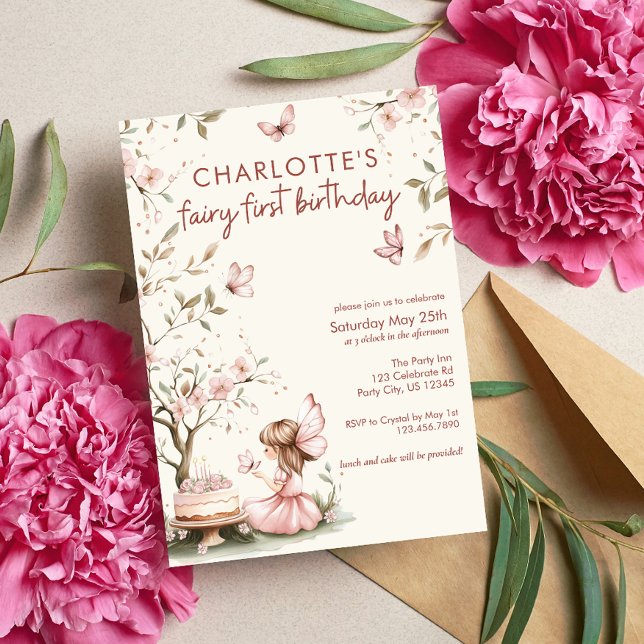 Convites Fada Whimsic Primeiro Aniversário (Criador carregado)