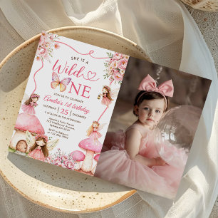 Convites Fadas Meninas Florais Aniversário de 1 Ano Foto