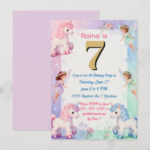 Convites Fadas Princesas e Unicórnios Aniversário de Menina