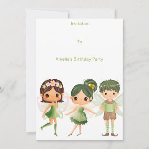 Convites Fadas Verdes Infatuidade de Aniversário