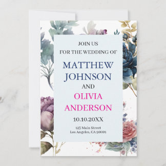 Convites Faire invitation de mariage floral ardoise humeur