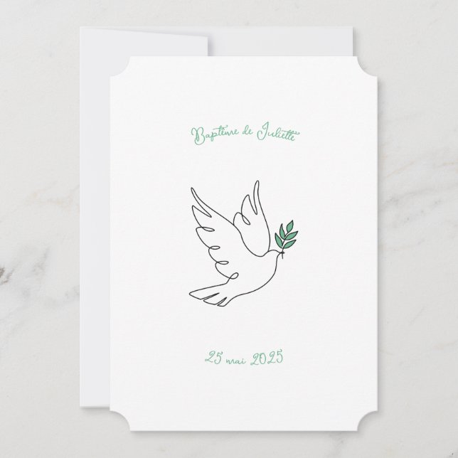 Convites Faire-Part de Baptême Colomba (Frente)
