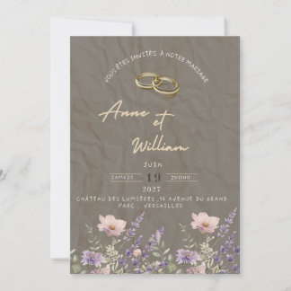 Convites Faire-part de Mariage Élégant | Alliances & Fleurs
