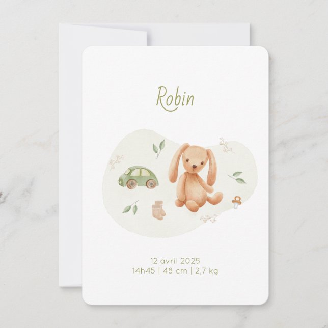 Convites Faire-Part de naissance Robin (Frente)