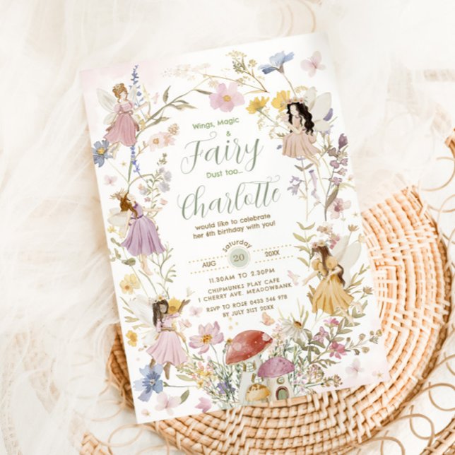 Convites Fairies Wildflower Meadow Flowday (Criador carregado)
