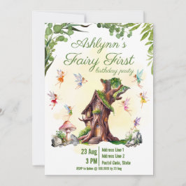 Convites Fairy 1st Pixie & Treehouse Garden Party Birthday