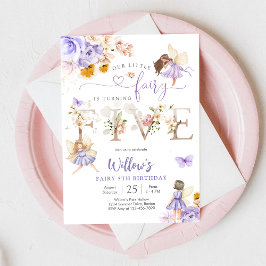 Convites Fairy 5th Birthday Party Invitation