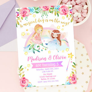 Convites Fairy Birthday Invation / Joint Twins Party