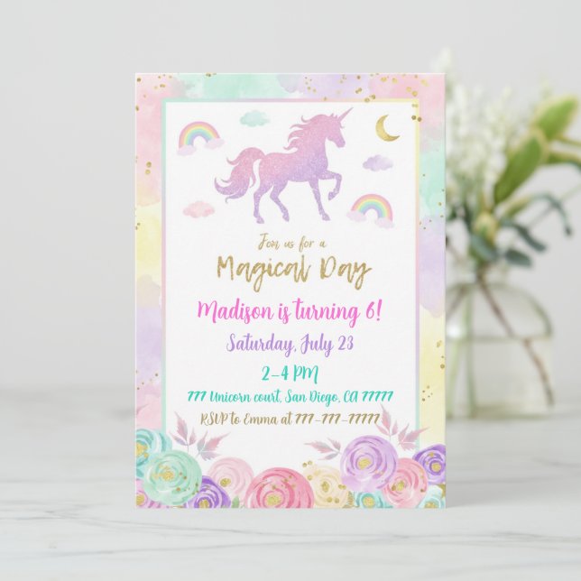 Convites Fairy Birthday Invitation Whimsical Magical Party (Em pé/Frente)
