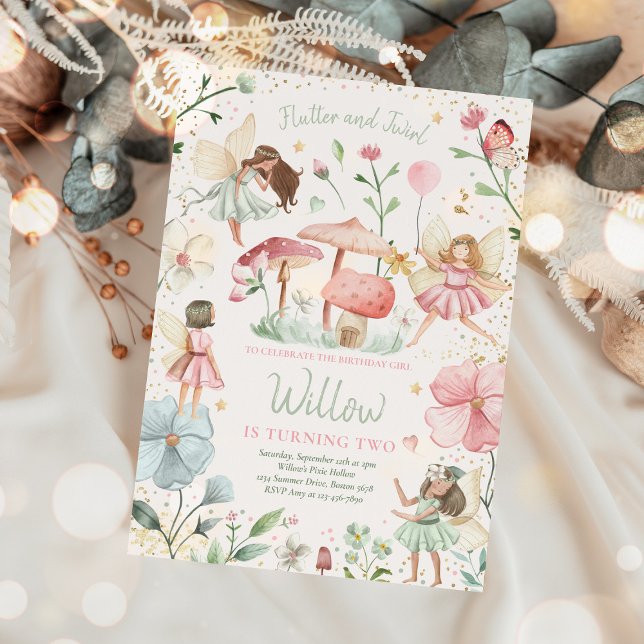Convites Fairy Birthday Whimsist Princesa Fada Aniversário (Criador carregado)