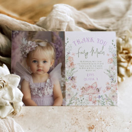Convites Fairy Enchanted Birthday Photo Thank you card