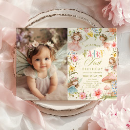 Convites Fairy First Birthday Colorful Enchanted Photo