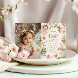 Convites Fairy First Birthday Colorful Enchanted Photo