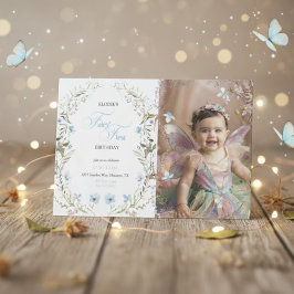 Convites Fairy First Birthday Invitation | Floral Photo 