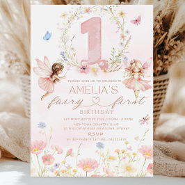 Convites Fairy First Birthday Invitation Girl, Fairy 1st Bi