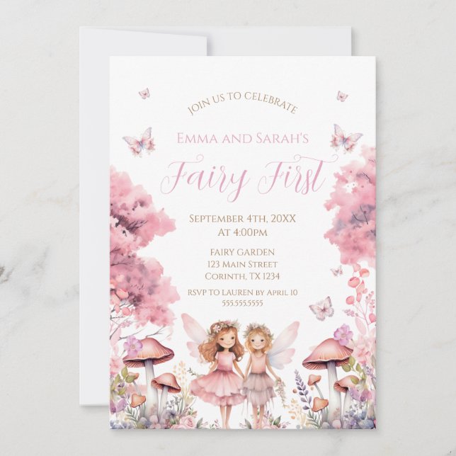 Convites Fairy First garden birthday Party Invitation (Frente)