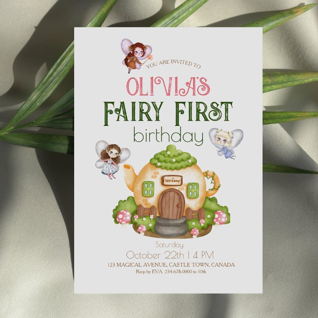 Convites Fairy First Theme primeiro aniversario Party (Criador carregado)