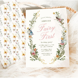 Convites Fairy First Vintage Floral Birthday