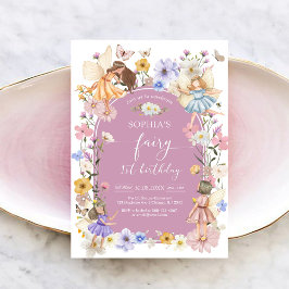 Convites Fairy First Wildflower 1st Birthday Invitation