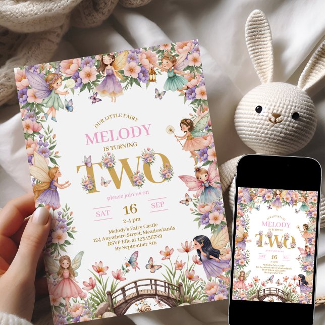 Convites Fairy flower 2nd birthday Invitation (Criador carregado)