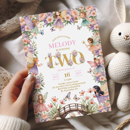 Convites Fairy flower 2nd birthday Invitation